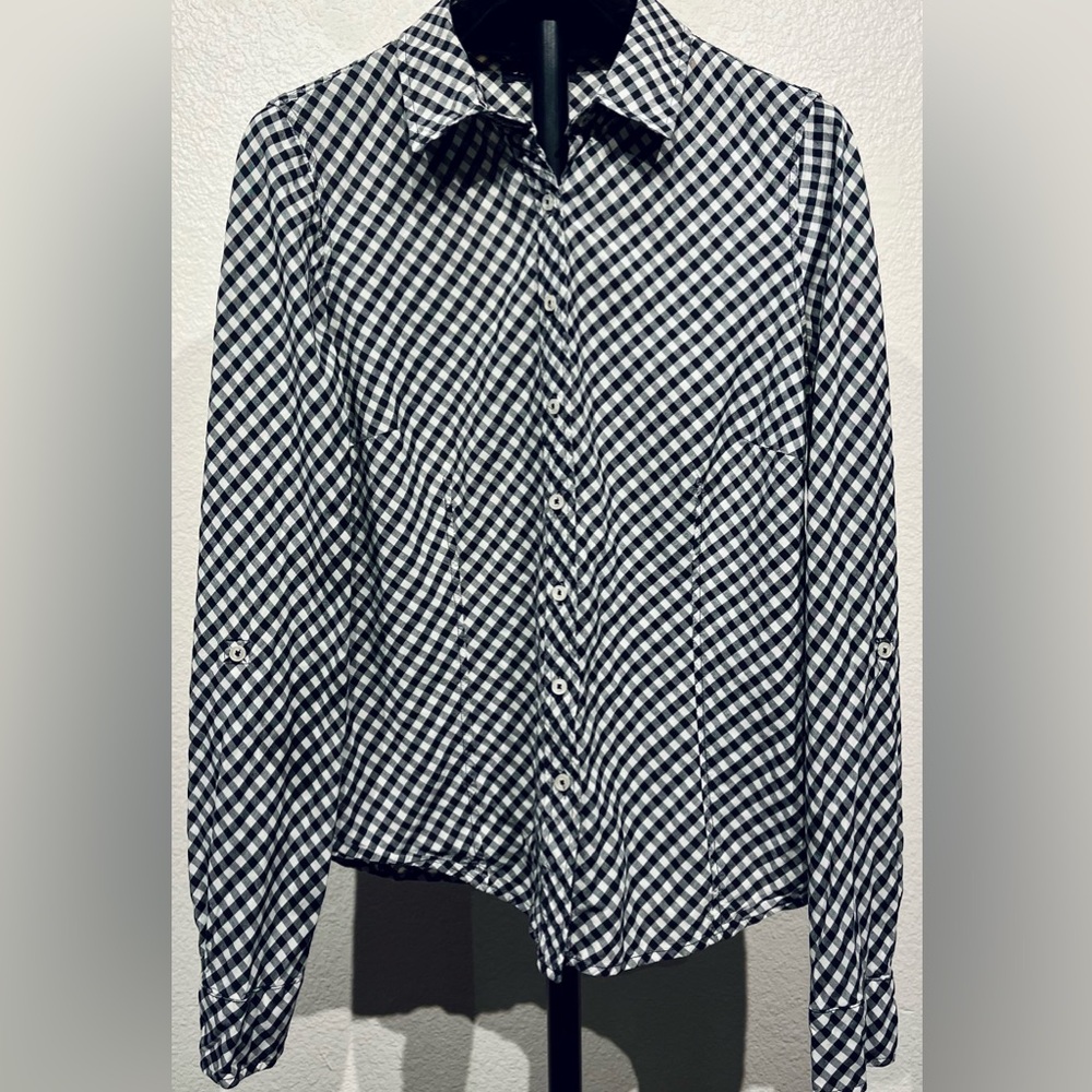 Jessica Black and White Gingham Button Down Shirt - Size 12 (Women’s)